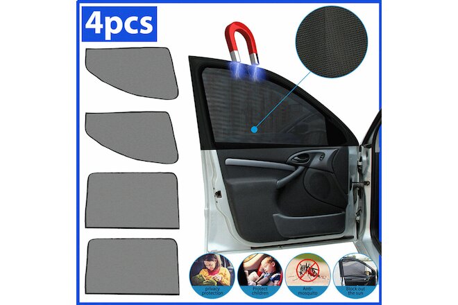 4X Magnetic Car Side Front Rear Window SUN SHADE Cover Mesh Shield UV Protection