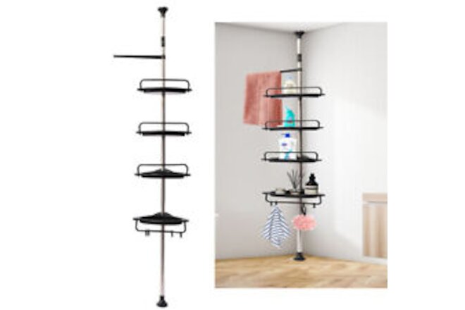 4 Layer Bathroom Shower Bath Caddy Corner Storage Rack Wall Shelf Pole Organizer