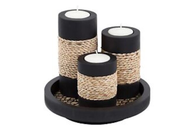 Tealight Candle Holders with Candle Tray Set of 3 Decorative Candle Holders M...
