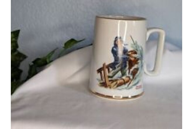 Vintage 1985 Norman Rockwell Coffee Mug Cup. BRAVING THE STORM