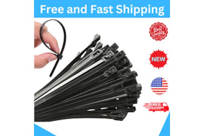 100 Pack Releasable Reusable Zip Ties Nylon Cable Heavy Duty Wire Self Locking*