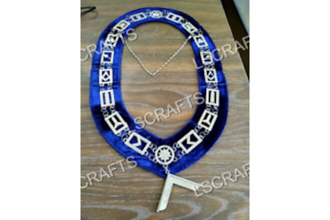 Masonic Master Masons Blue Lodge Gold Collar Chain + Worshipful Master Jewel