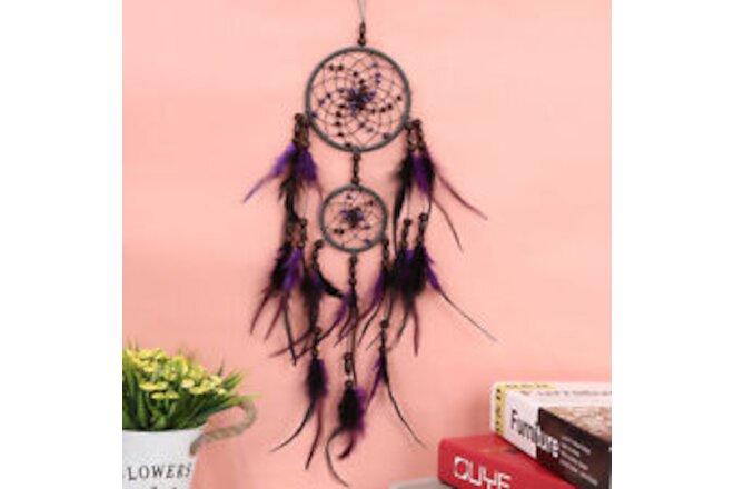 Purple + Black Dream Catcher Wall Hanging Handmade Feathers Dream Catchers Decor