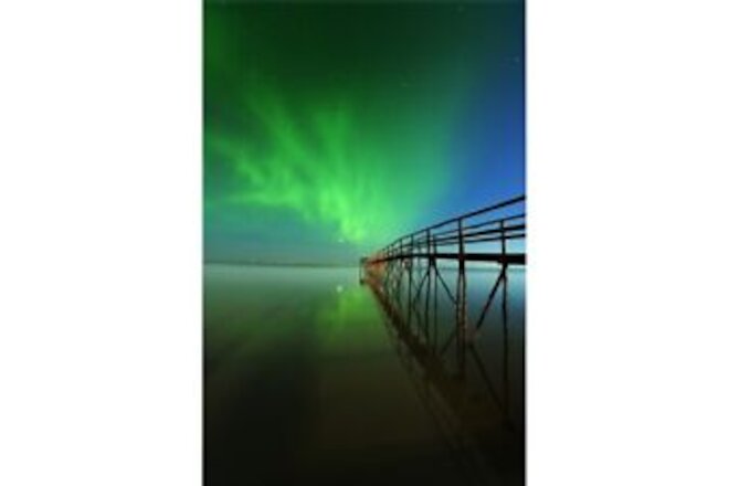 Canada  Manitoba  Winnipeg. Northern Lights Reflected In Lake Winnipeg. Poster