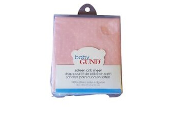 Baby Gund Sateen Crib Sheet Soft 100% Premium Cotton Pink White Polka Dots NEW