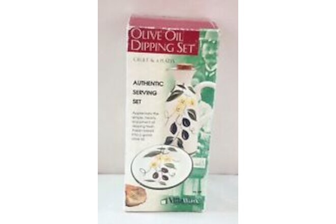 NEW !! VillaWare Olive Oil Dipping Set ~ Cruet and (4) Plates