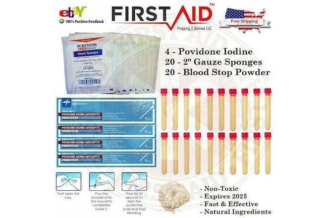 Blood Clot Powder Medical Wound Kit - Safer Celox Alternative - 100% Plant Based
