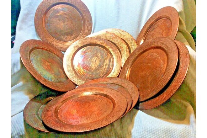 12 Solid Copper Chargers Pair Plate Settings For A Very Rustic Table Excellent !