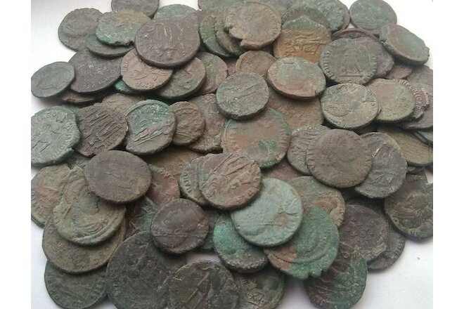 Lot of 2 original Ancient Roman imperial coins Constantine, Valens, Constantius