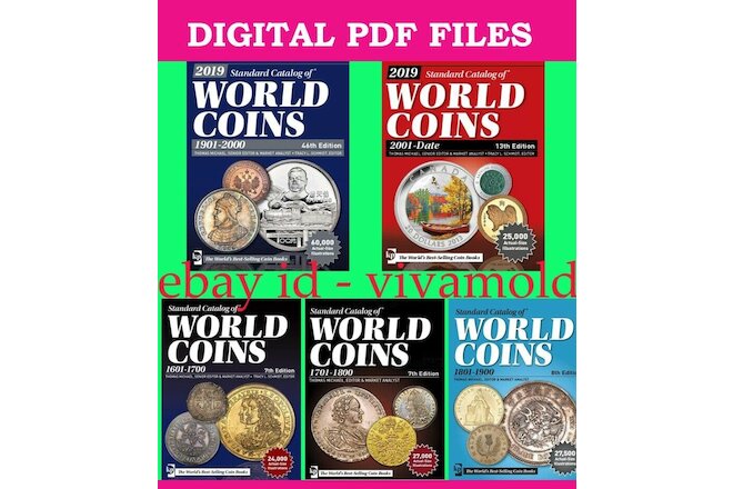 🎁 5 KRAUSE 5PCS SET STANDARD CATALOGS OF WORLD COINS 1601-2018 DIGITAL BOOKS 🎁