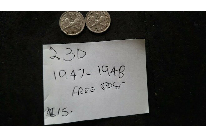 new Zealand coins 3ds see photos x2 1947 1948   $15