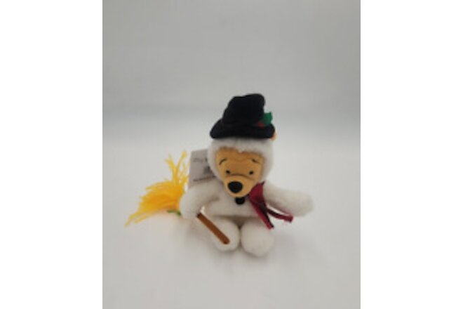 Disney Store Mini Bean Bag Snowman POOH 8'' Plush Toy Winnie The Pooh Bear NWT