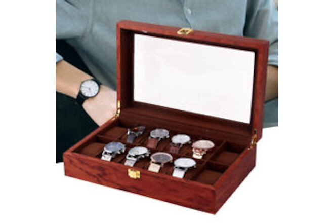 Luxury Grain Watch Storage Box Display Case Holder For Watch 6/10/12Slot TOP