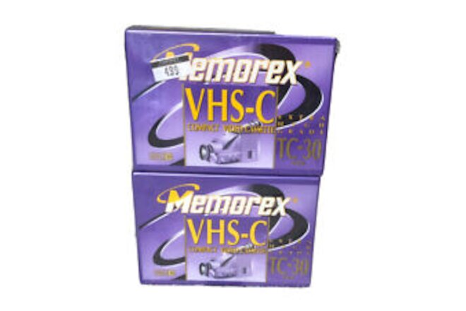 Lot of 2 Memorex VHS-C TC30 High Grade Compact Blank Video Cassette Tapes SEALED