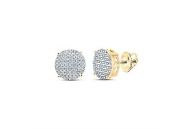 14K Yellow Gold Plated Men's Round Cut Lab-Created Diamond Cluster Stud Earrings