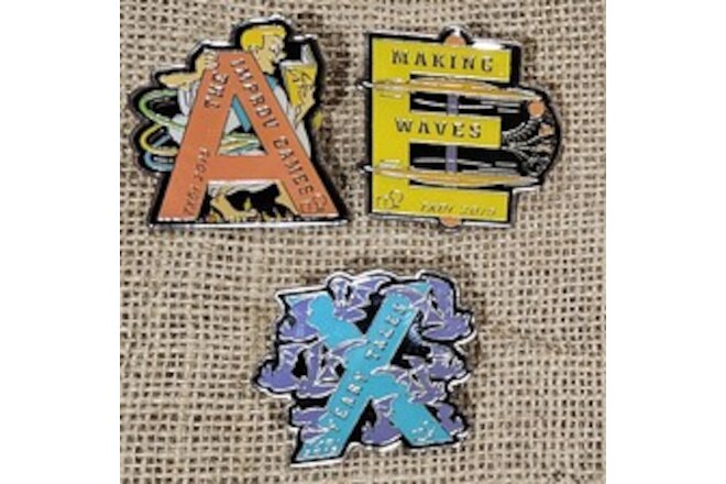 3  Large Texas Destination Imagination (DI ) 2015 Trading Pins; Letters A,E,X