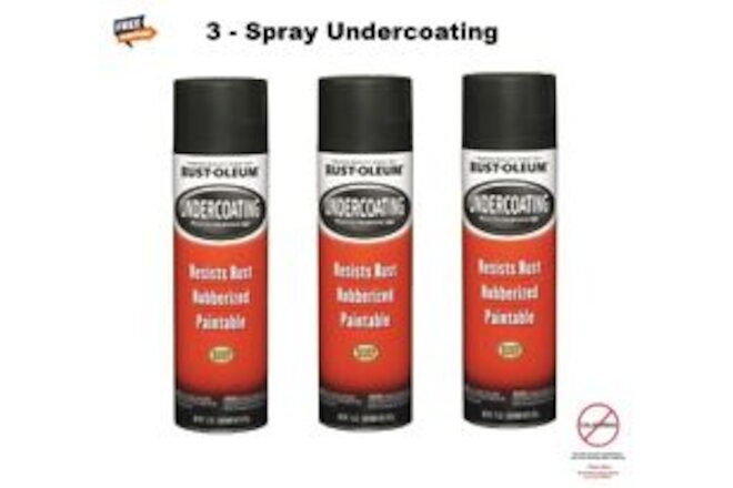 Spray Rubberized Undercoating 3 - Spray Aerosol Cans Black Stops Rust Formula