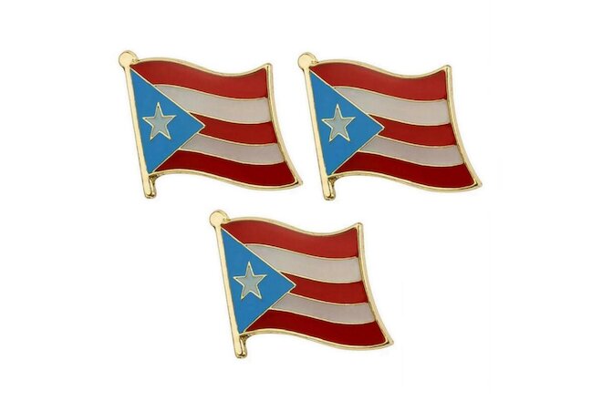 3 PUERTO RICO FLAG PINS 0.5" Puerto Rican Lapel Pin Hat Tie Tack Badge Lot Set