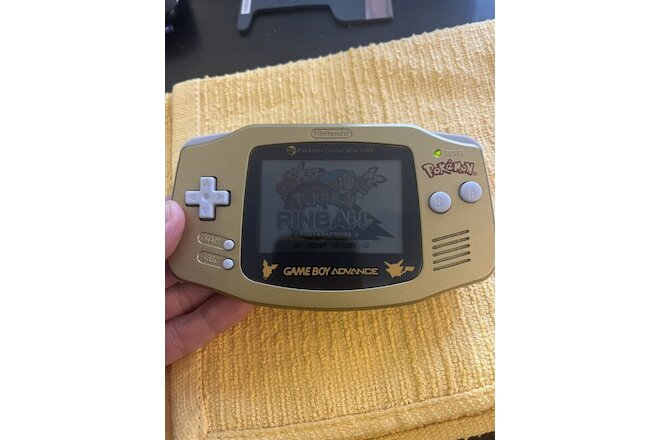 Nintendo Gameboy Advance Gold Pokemon Console GBA Glass Lens Cart Japan Anime