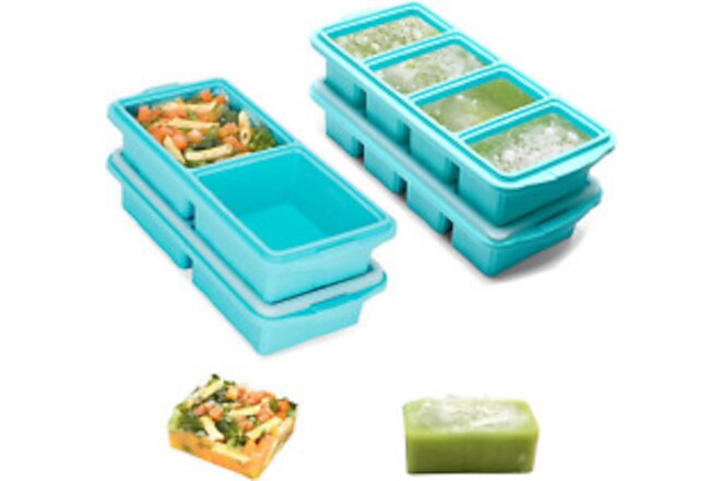 Silicone Freezer Tray with Lid - Soup Freezer Container Molds - Large Ice Cube T