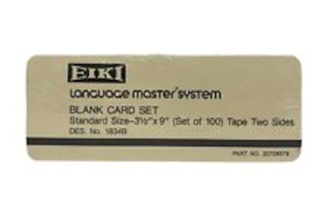 EIKI Language Master System Blank Card Set of 100 Tape Two Sides 3.5"x9" Sealed