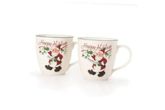 Winterberry Mug Porcelain Naughty And Nice (Set of 2), 20 oz, Assorted -