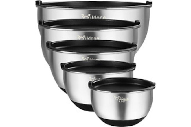 Mixing Bowls with Airtight Lids, Stainless Steel Nesting Mixing Bowls Set of 5