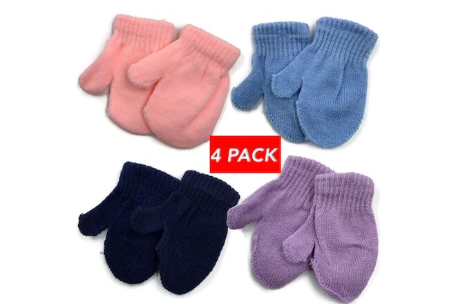 4 Pairs Assorted Soft Newborn Baby/infant No Scratch Mittens Gloves - Mix Color