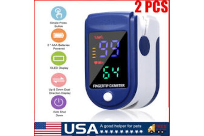 Finger tip Pulse Oximeter,LED-Display Blood Oxygen Saturation O2 Health Monitor&