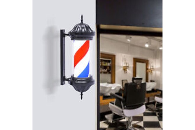 Barber Pole LED Light Red White Blue Rotating Stripes Metal Hair Salon Shop Sign