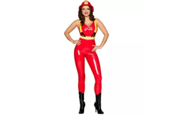 Adult Fiery Fatale Women's Sexy Catsuit Firefighter Costume Size Medium