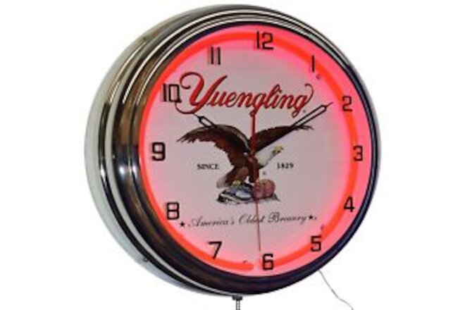 16" Yuengling America's Oldest Brewery Since 1829 Neon Clock Bar Decor (Red)