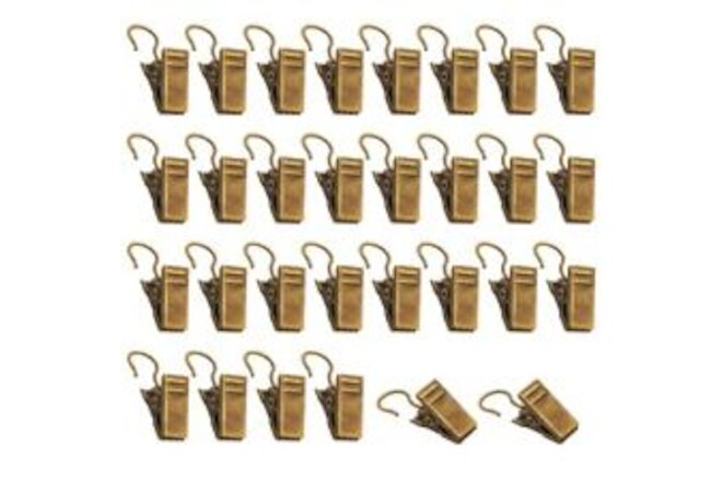 Pack of 80 Antique Brass Small Heavy-Duty Hook Clip Set Curtain Clips Metal C...