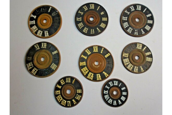 Lot of 8 Antique Wooden Dials for German Style Cuckoo Clocks