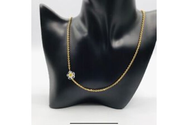 Flower Necklace Y2K Millefiori Bead Glass Daisy Chain Side Pendant Gold Tone 20”