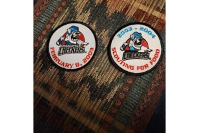 2 Charlotte Checkers ECHL Hockey BSA SCOUTING FOR FOOD Patches