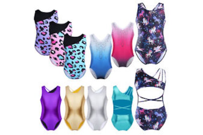 Kid Open Back Ballet Dance Bodysuit Sports Unitard Gymnastics Leotard Jumpsuit