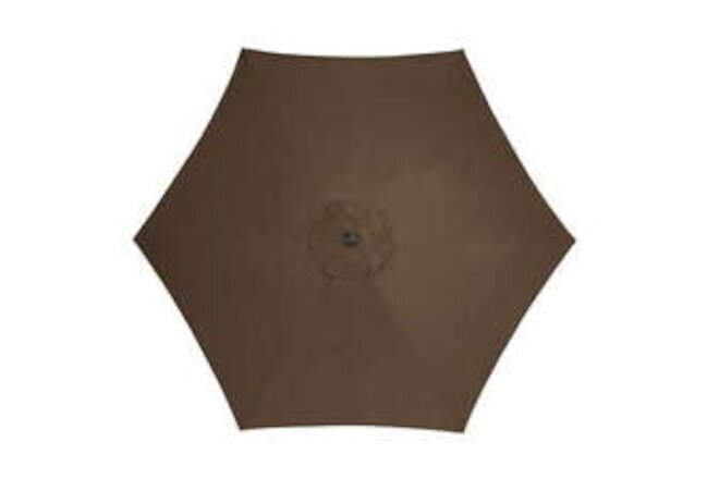 9' Outdoor Patio Market Umbrella, Push Button Tilt, Crank, 6 Ribs, Brown Sturdy