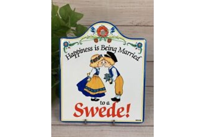 Cheese Board Tile Happiness is Being Married to a Swede Plaque Sign Wall Hanging