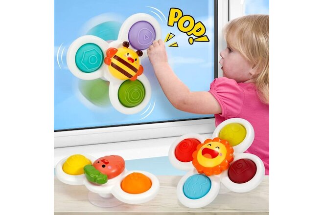 Suction Cup Spinner Toys 3PCS Kids Spinning Top Toys Baby Dimple Sensory Toy