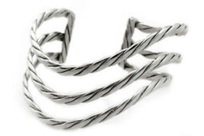 Women's Bangle Cuff Bracelet 925 Sterling Silver 3 Strand Twisted Rope 35 GR