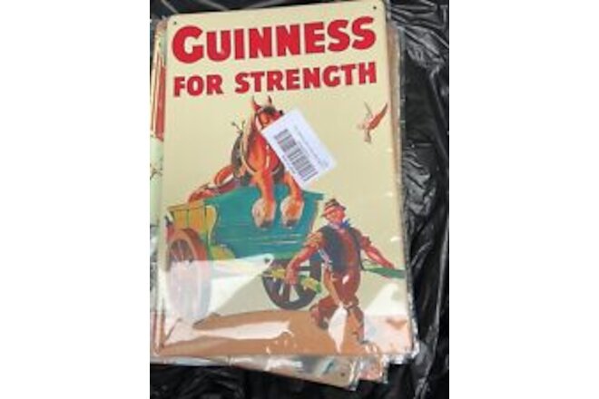 Guinness for Strength 12" X 8" Tin Sign  Cart & Horse Beer New