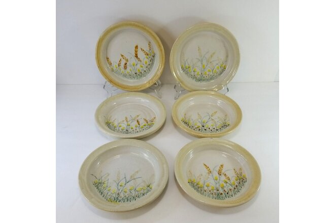 6 Martins Studio Art Pottery Salad Plates Hand Thrown Stoneware Glazed Signed
