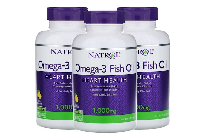 Natrol, (3 Pack) Omega-3 Fish Oil, Natural Lemon Flavor, 1,000 mg, 150 Softgels