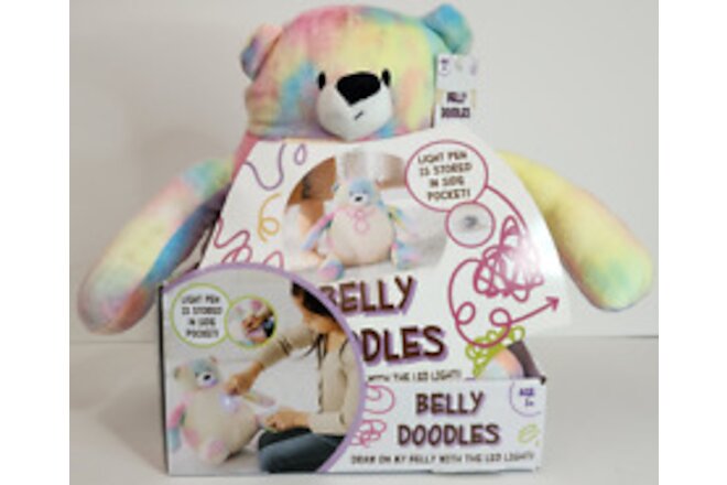 Belly Doodles MultiColor Bear Plush Toy with LED Light Pen For Kids 3+ BRAND NEW