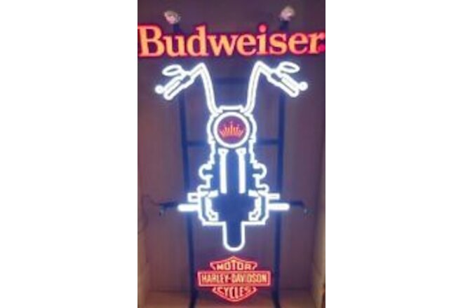 OFFICIAL BUDWEISER HARLEY DAVIDSON MOTORCYCLE LED SIGN NEW IN THE BOX!