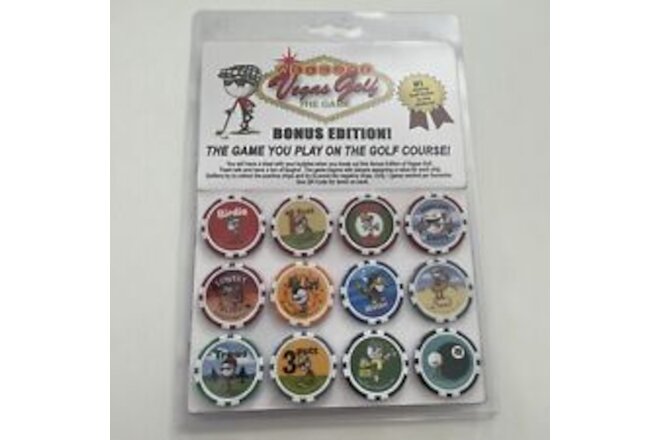 Authentic Vegas Golf 12 Poker Chips On the Course Golf Gambling Game - Sealed
