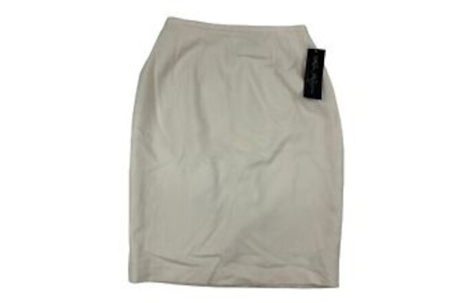 Vintage NWT Kim Rogers Wool Nylon Cream Pencil Skirt Lined Size 12 Back Zip Slit