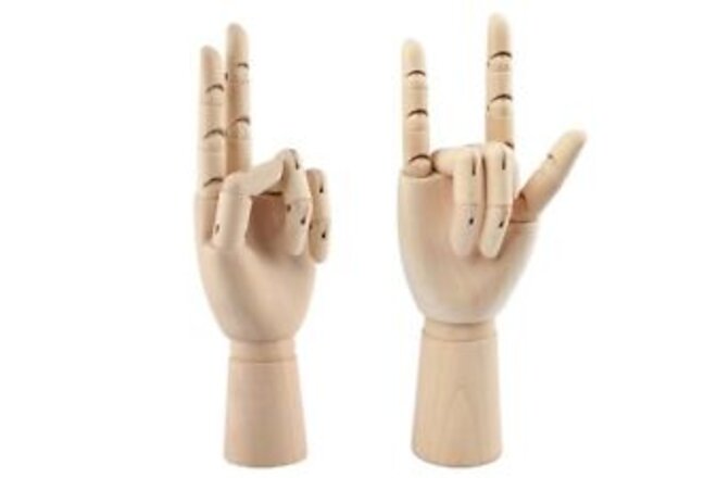 Wooden Hand Model, 2 PCS, 10 Inches Left and Right Hand Art Mannequin Figure ...