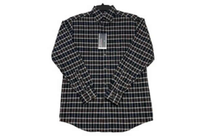 ROUNDTREE&YORKE Men Plaid Portuguese Flannel Shirt Soft Cotton  Dark S NWT